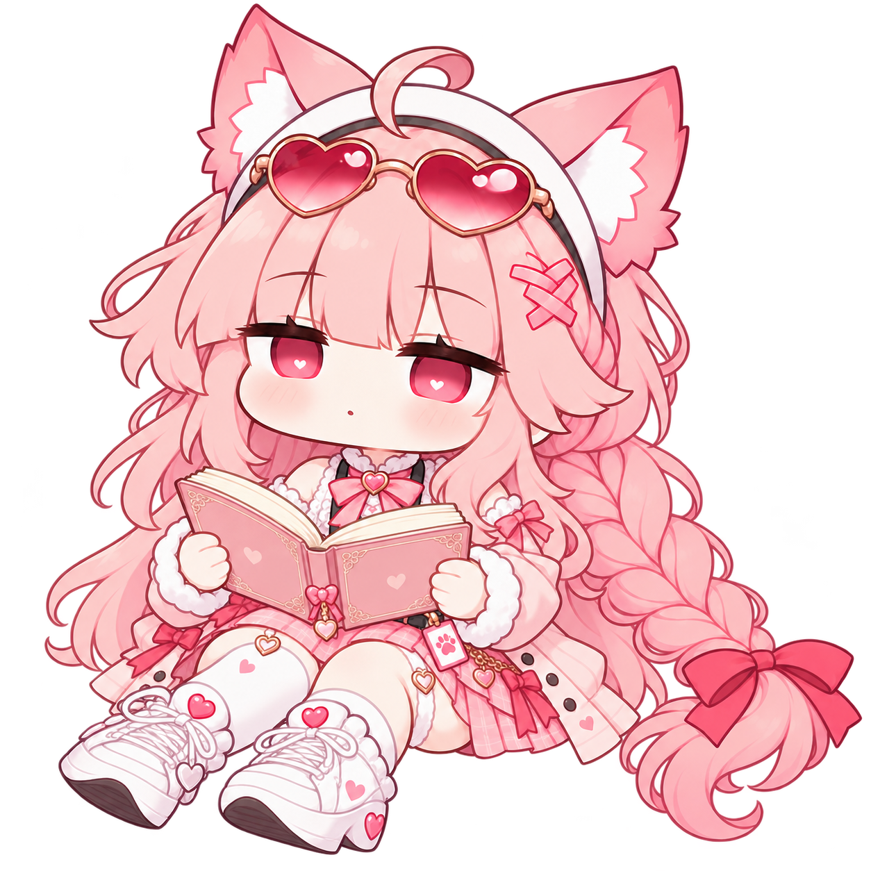 Chubby-cheek Shirumi sitting with an open notebook
